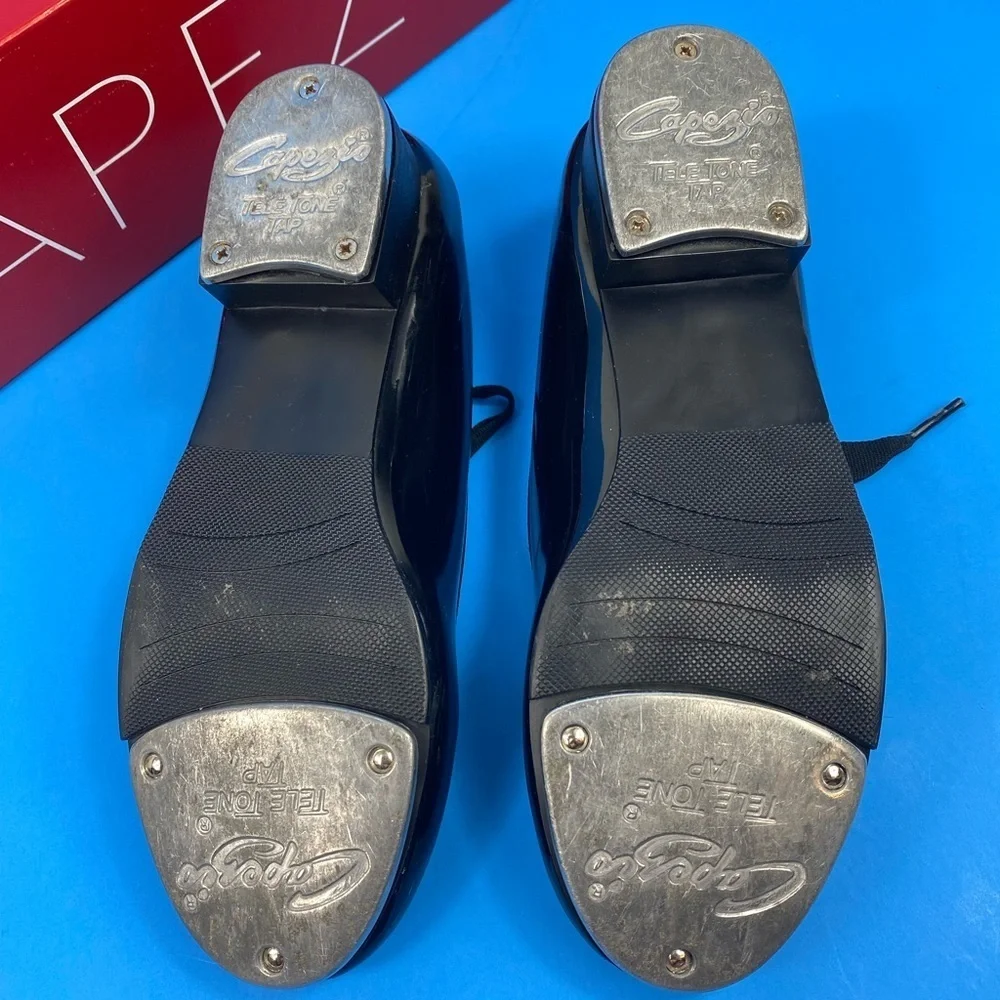 Capezio TeleTone Tap Dance Shoes Black Patent SIZE 7M